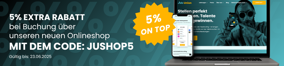 5% Rabatt bei Online Buchung Job Union Rabatt Shop